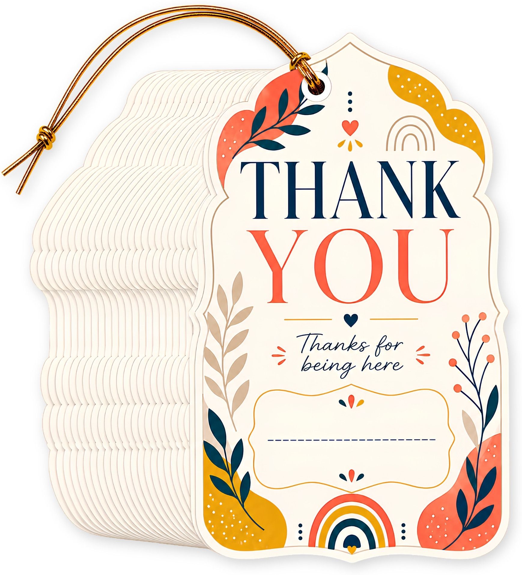 20 Thank You Gift Tags with Golden Thread Non adhesive Paper Label-image-28
