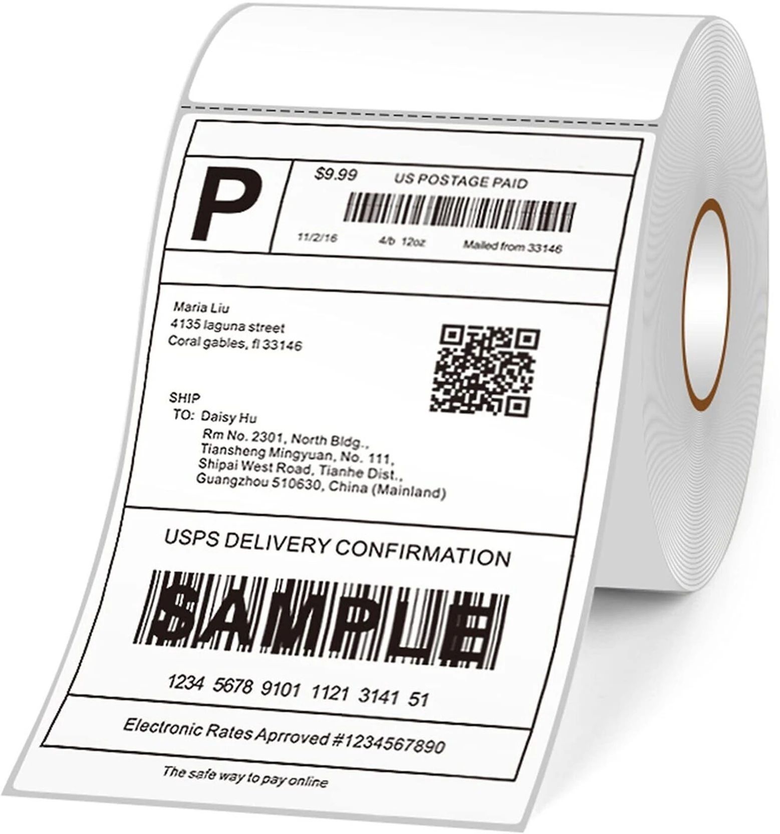 Direct Thermal Shipping 400 Labels Printer Sticker Roll (White, 4"x 6") PERMANENT Paper Label