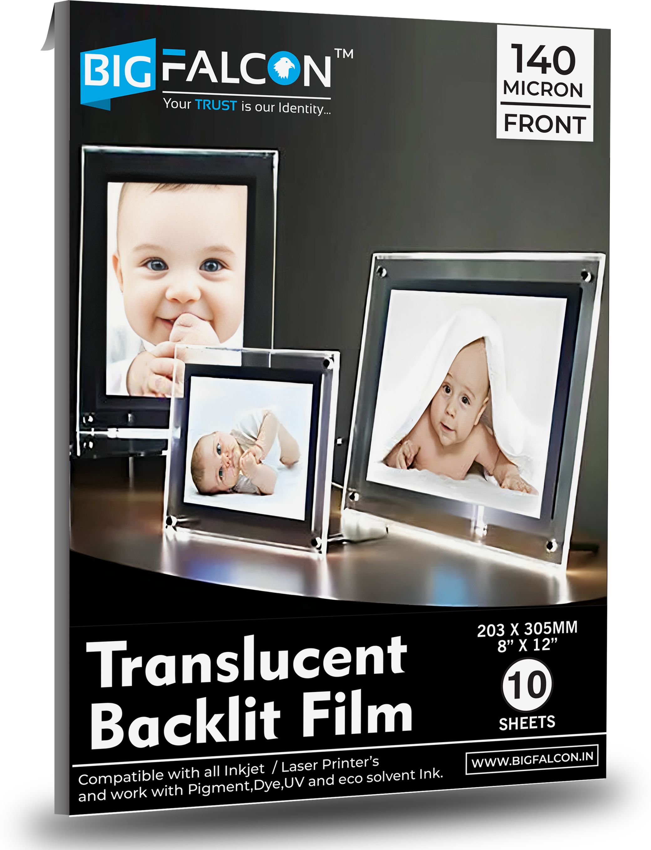 Translucent Backlit Film 10 sheets of 8" x 12"/ Super Bright Backlight Film For Inkjet and Laser Copiers, Specialized for LED Lightbox | LED Window Displays 8x12 Inch 140 gsm Photo Paper