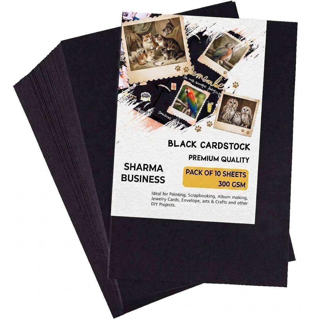 perday Black Cardstock Paper for Jewelry Display Cards – 300 GSM Paper (Pack of 10) Plain A4 300 gsm Coloured Paper-picture-0
