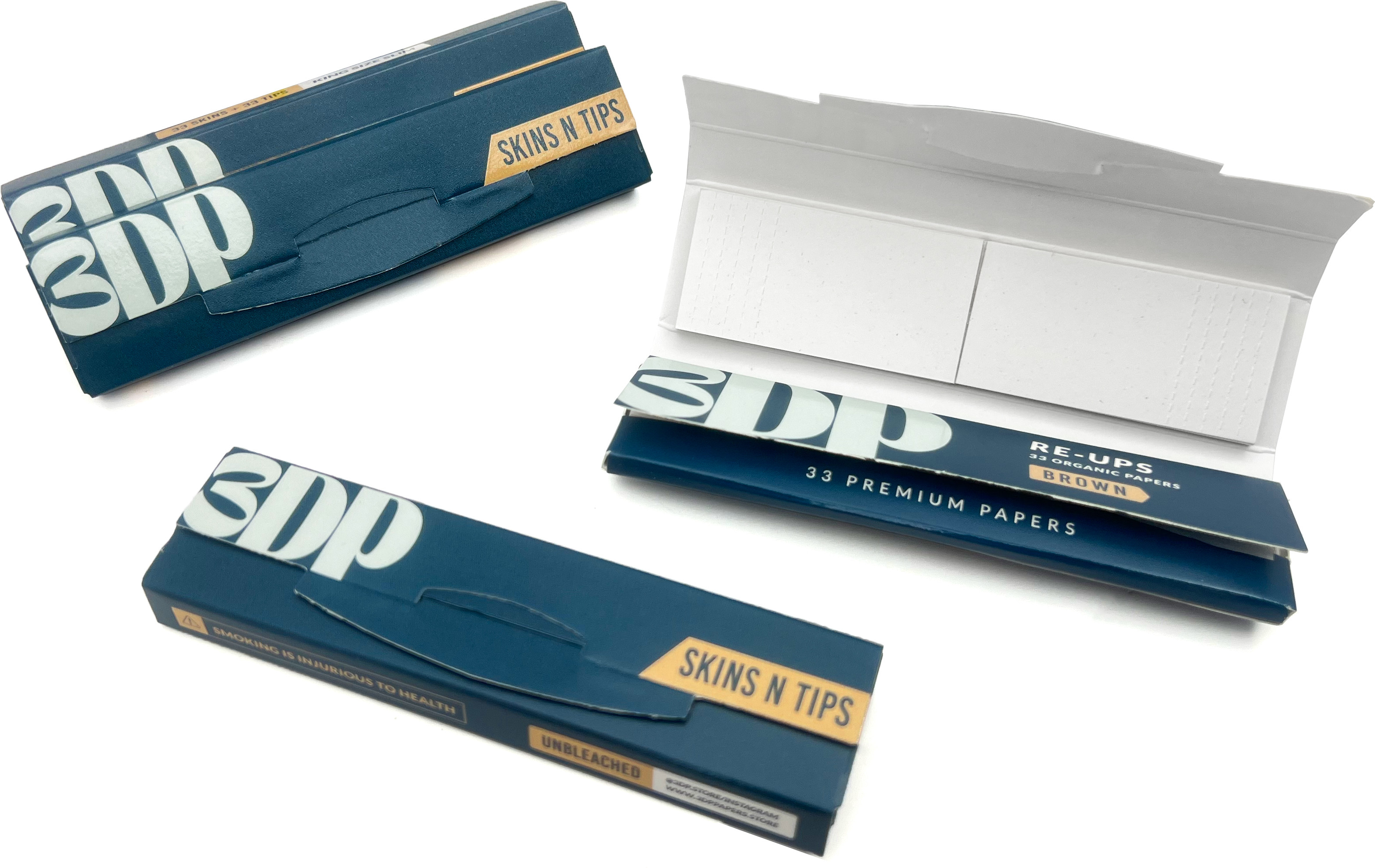 3dp Skins N Tips Unbleached/Brown With Tips Unrules King Size Slim 13 gsm Transparent Paper image 1