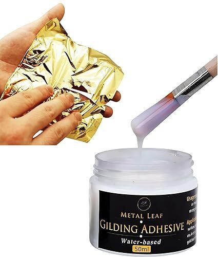 Gold Leaf Kit, Gold Leaf Sheet 100 pc & Gilding Glue Adhesive 50.ML No 8CM 4 gsm Craft paper-image-9