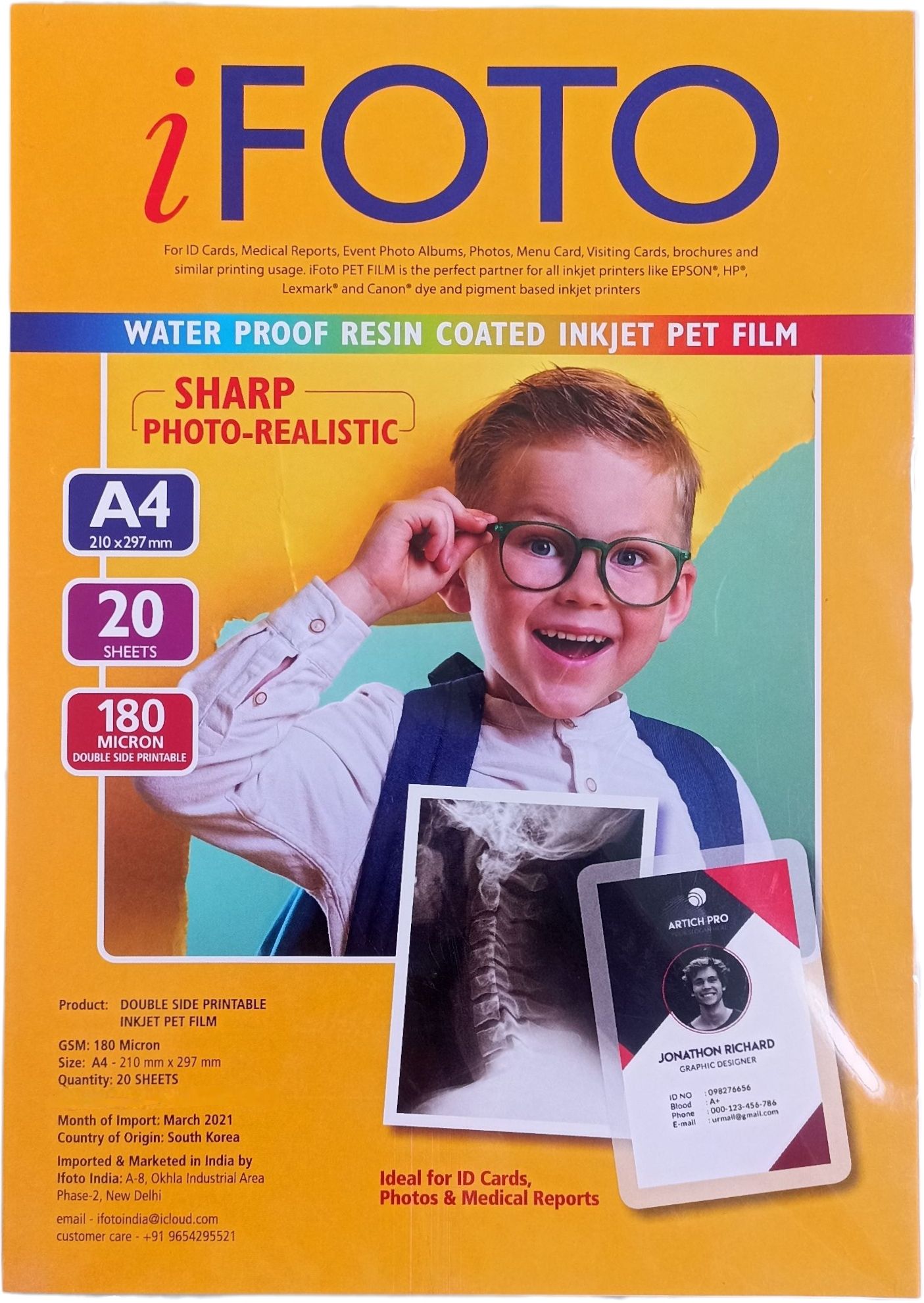 PET Film 180 Mic 20 Sheets Plain A4 180 gsm Photo Paper-image-3