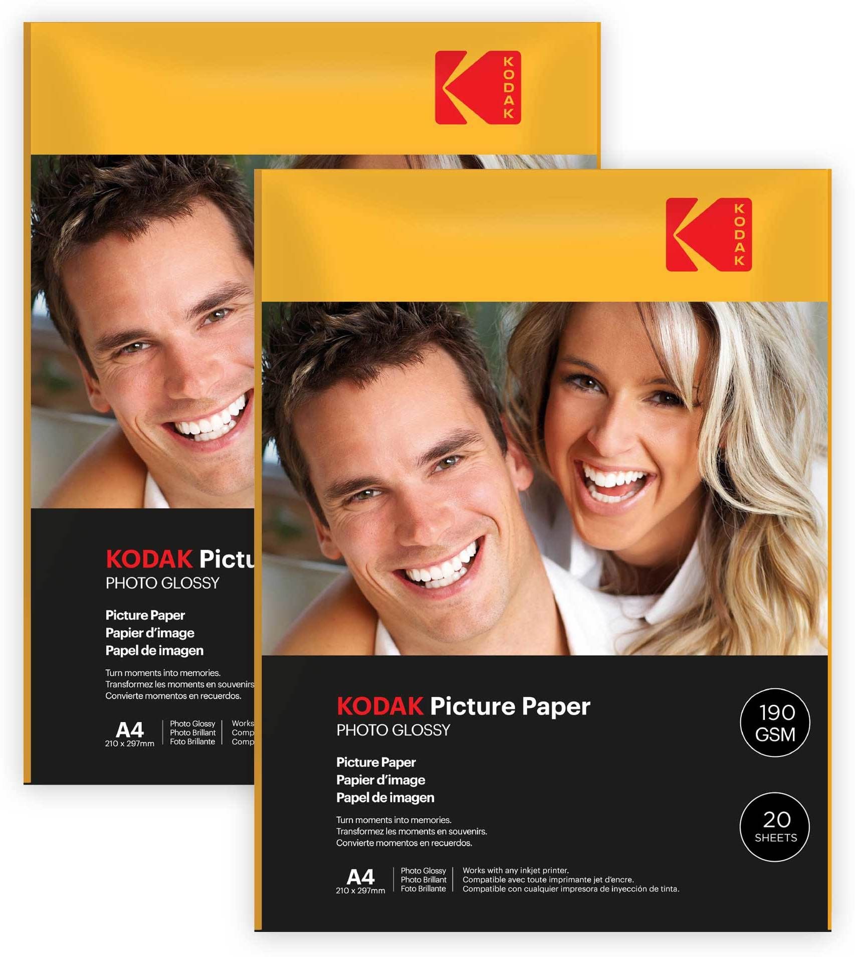 kodak 190 GSM A4 40 Sheets High Glossy Cast Coated Water Resistant photo paper unruled A4 (210x297mm) 190 gsm Photo Paper-picture-46