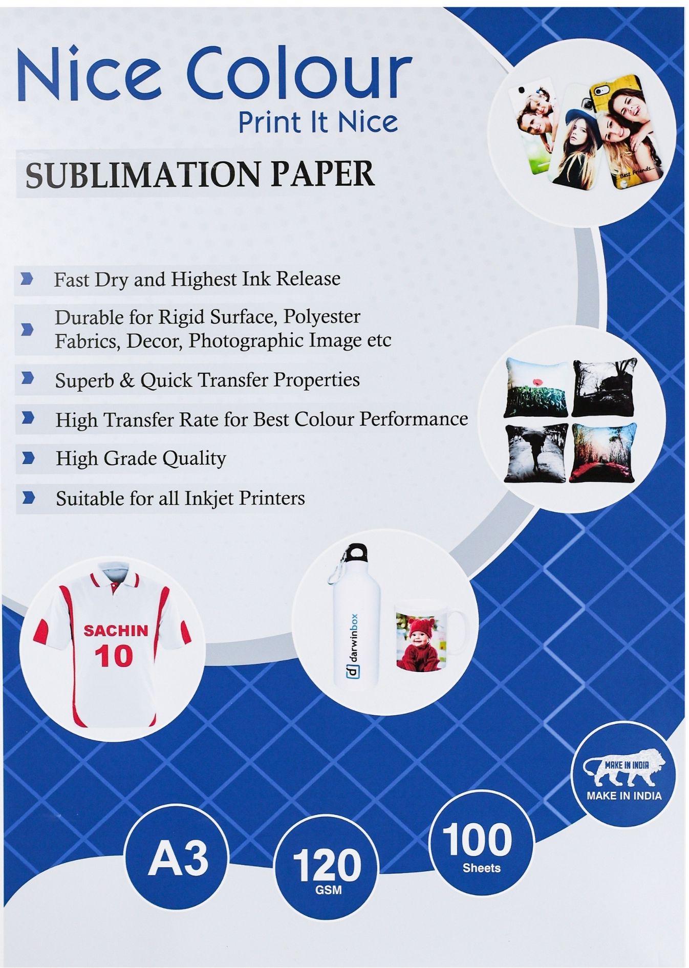 Fast Dry Sublimation Paper for all Inkjet Printers (100 Sheets) (High Transfer Rate for Best Colour Performance, High Grade Quality) (A3 Size) 120 gsm Sublimation Mug Printing Paper-image-27