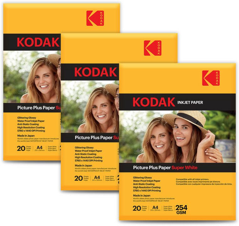 kodak 254 GSM 60 Sheet RC(ResinCoated) HighGlossy Picture Plus Super White Waterproof unruled A4 (210x297mm) Inkjet 254 gsm Photo Paper-picture-21
