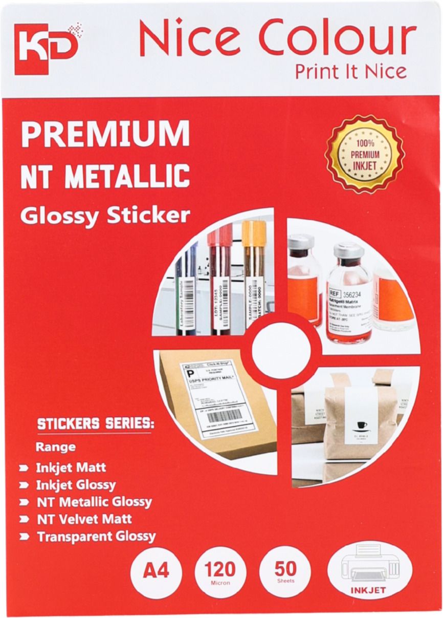 nice colour NT Metallic Glossy Sticker Paper |Premium Inkjet Printable Adhesive Paper 120 MICRON 18x12 Inches , 100 sheets 120 gsm Photo Paper-picture-47