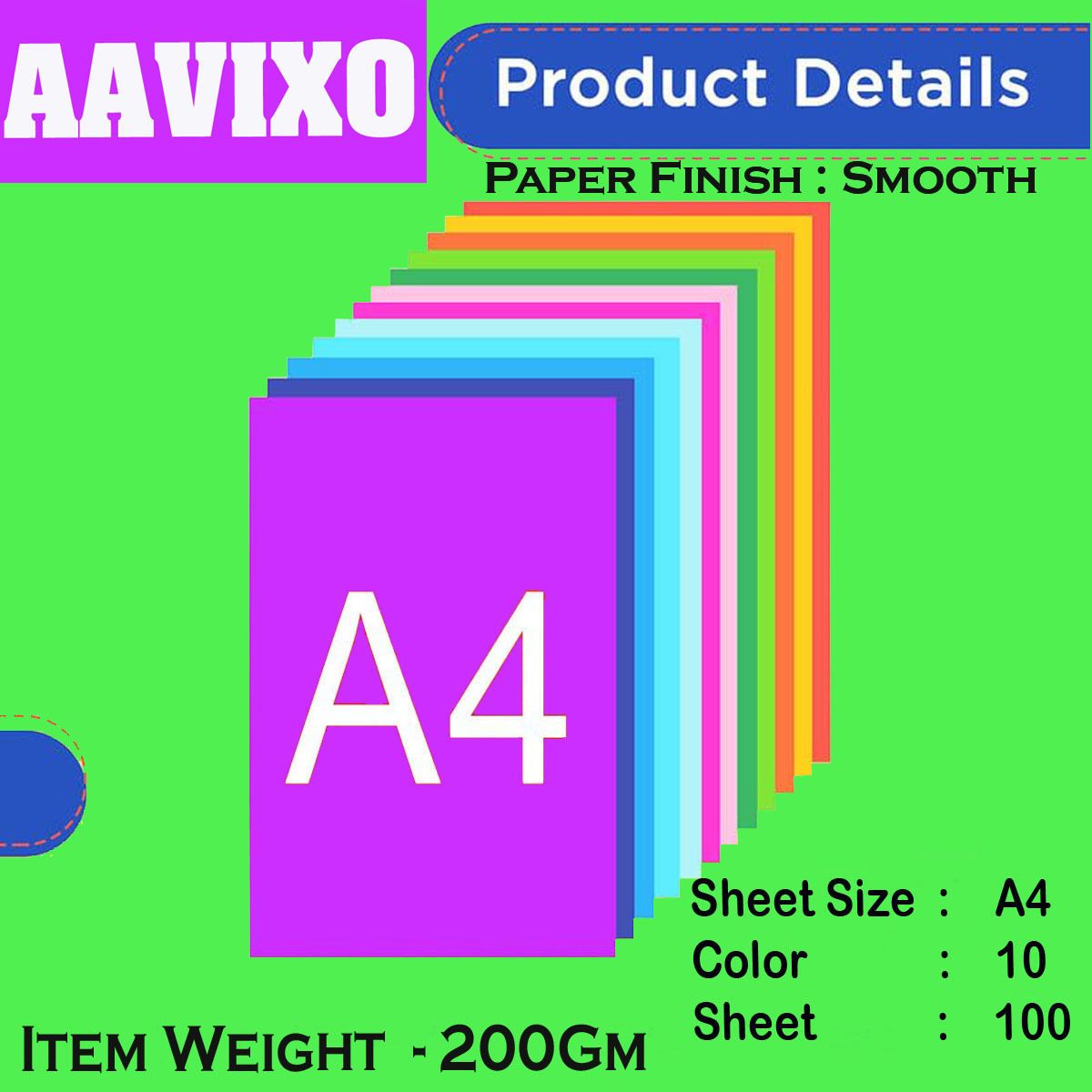 aavixo (AX-8) Multicolour A4 Size Sheet, (200 Piece) 20 Sheets Each Colour (Pack-1) Unruled A4 85 gsm Coloured Paper-picture-14