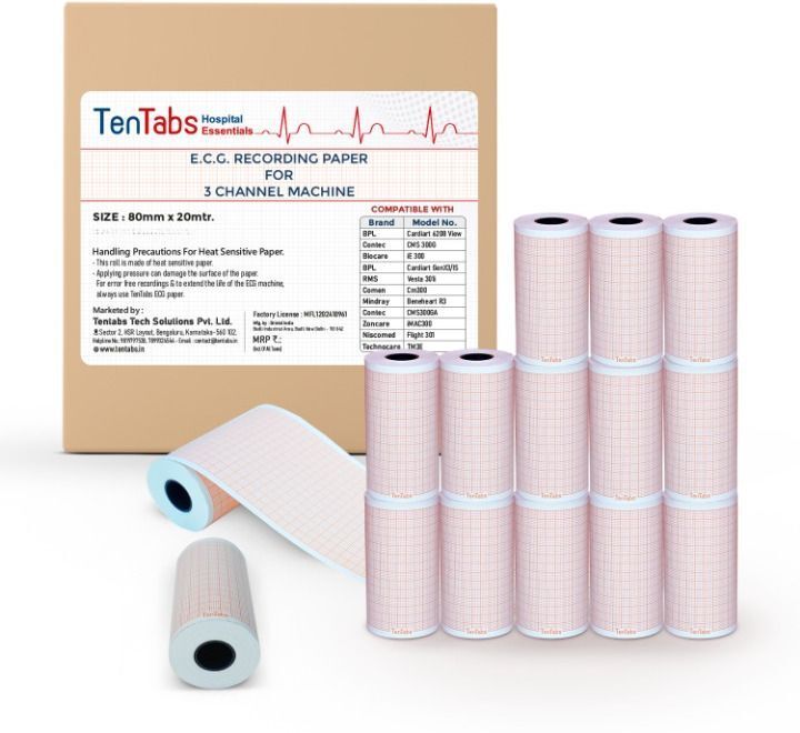 3 Channel ECG Paper Roll | 300G Thermal ECG Graph Paper Roll for ECG Recording Ruled 80mm X 20m 80 gsm Graph Paper-image-3