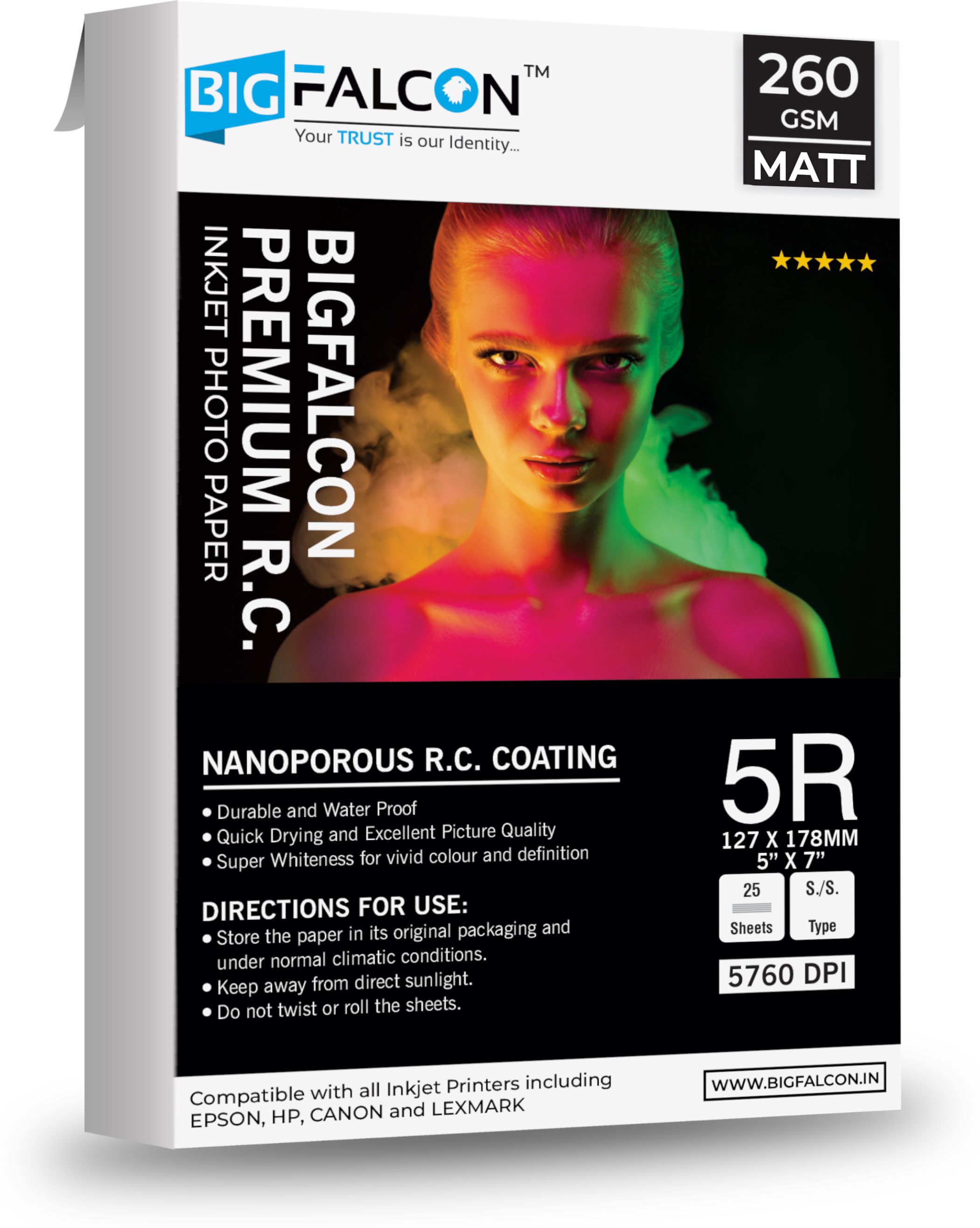 Premium Matt (Luster) 260 GSM 5R Size (5x7 Inch) 25 Sheet RC Photo Paper Waterproof Inkjet Photo Paper for all Inkjet Printer 5R (5x7 inch) 260 gsm Photo Paper-image-2