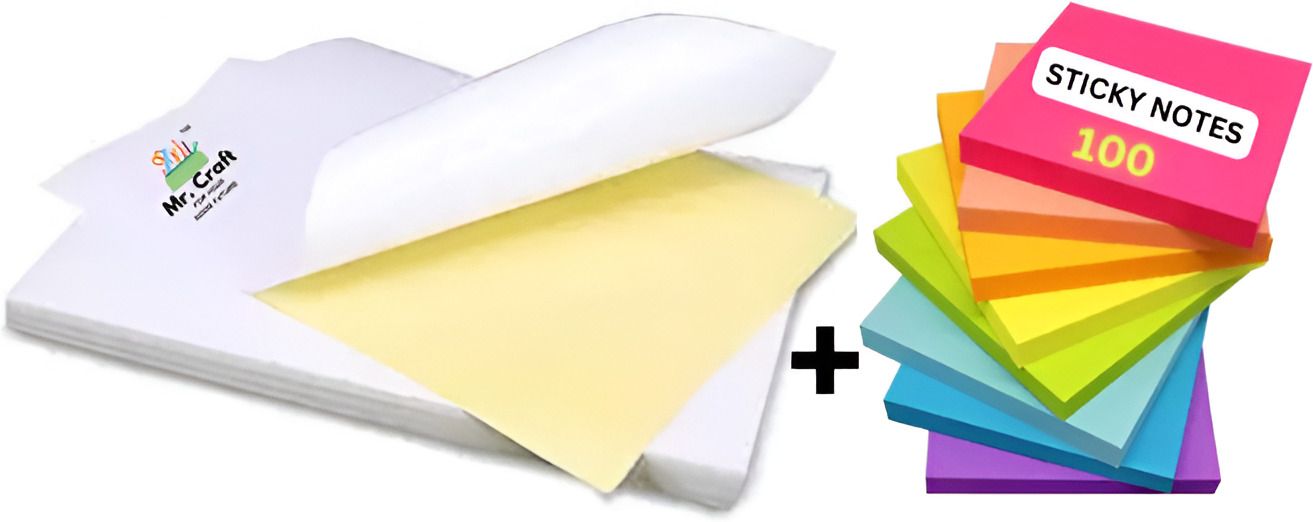 mr craft ADHESIVE GLOSSY PAPER + Multicolor Sticky Notes A4 120 gsm Photo Paper-picture-46