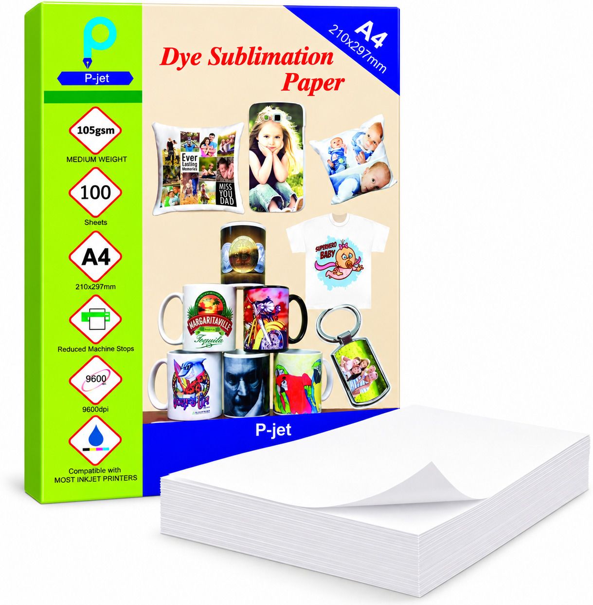 Dye Sublimation Paper (A4 Size, 100 Sheets, 210x297mm) | Fast Drying Vivid Dye Sublimation Heat Transfer Paper Sheet For T-Shirt Printing | Use Sublimation Ink A4 105 gsm Sublimation Mug Printing Paper-image-46