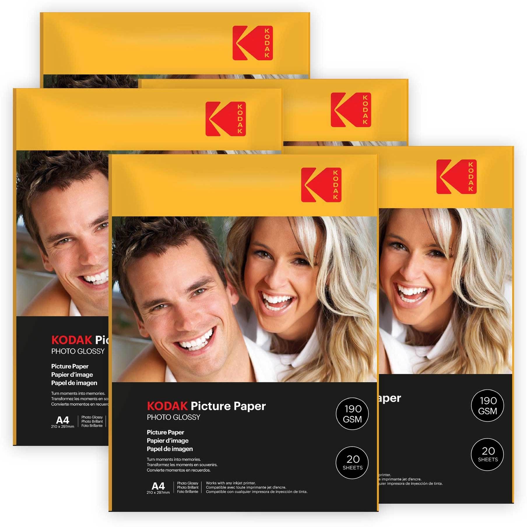 kodak 190 GSM A4 100 Sheets High Glossy Cast Coated Water Resistant photo paper unruled A4 (210x297mm) 190 gsm Photo Paper-picture-45
