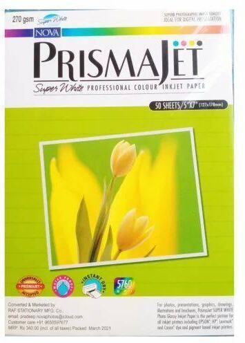 nova Prismajet Digital Plus Glossy Colour Paper Size 5" X 7" 270 Gsm 50 Sheet Unruled 5X7 Inches 270 gsm Photo Paper-picture-38