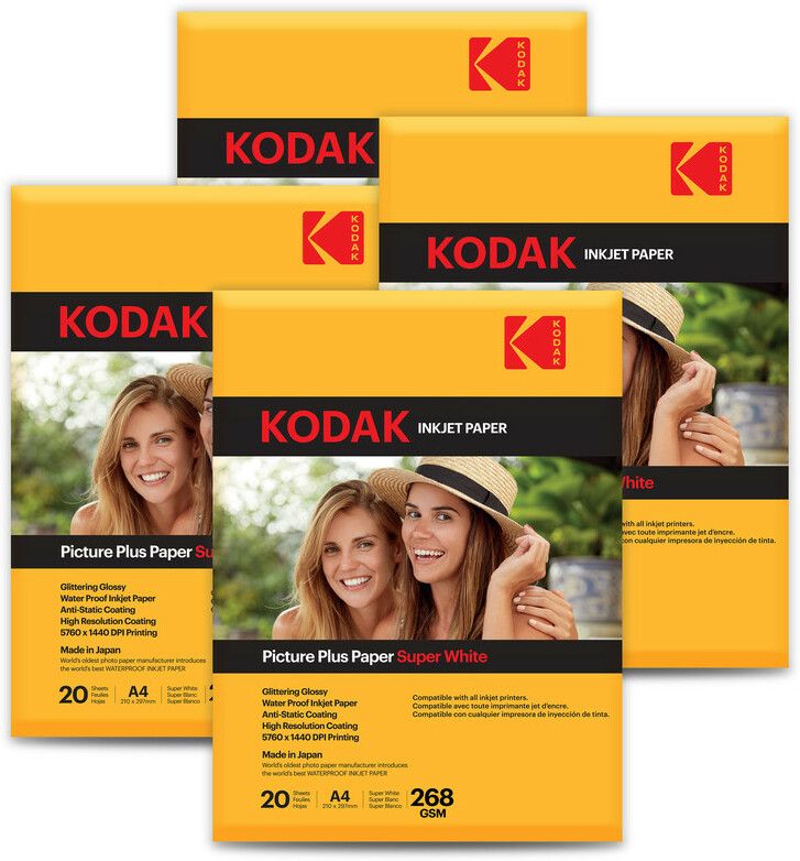 kodak 268 GSM 80 Sheet RC(ResinCoated) HighGlossy Picture Plus Super White Waterproof unruled A4 (210x297mm) Inkjet 268 gsm Photo Paper-picture-26