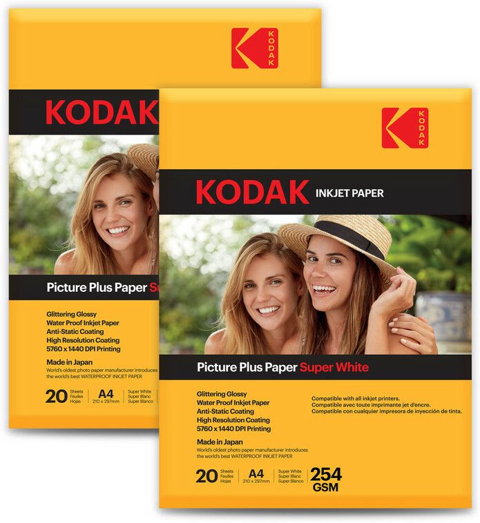 kodak 254 GSM 40 Sheet RC(ResinCoated) HighGlossy Picture Plus Super White Waterproof unruled A4 (210x297mm) Inkjet 254 gsm Photo Paper-picture-20