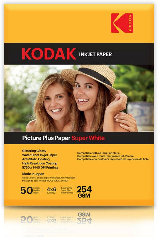 254 GSM 50 Sheet RC(ResinCoated) HighGlossy PicturePlus Super White Waterproof unruled 4R (102x152mm) Inkjet 254 gsm Photo Paper