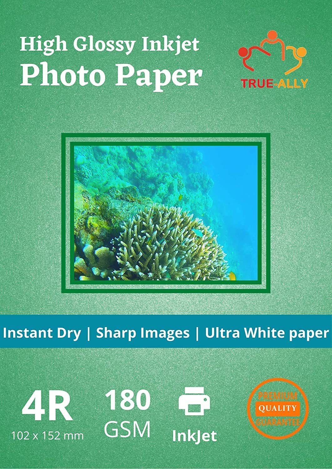 true-ally 180 GSM High Glossy Photo Paper 4R(4x6) Size for Inkjet Printer (White) Water-resistant, Dries Quickly DIY Printing Label Art (4R - 100 Sheets) Unruled 4R 180 gsm Photo Paper-picture-11