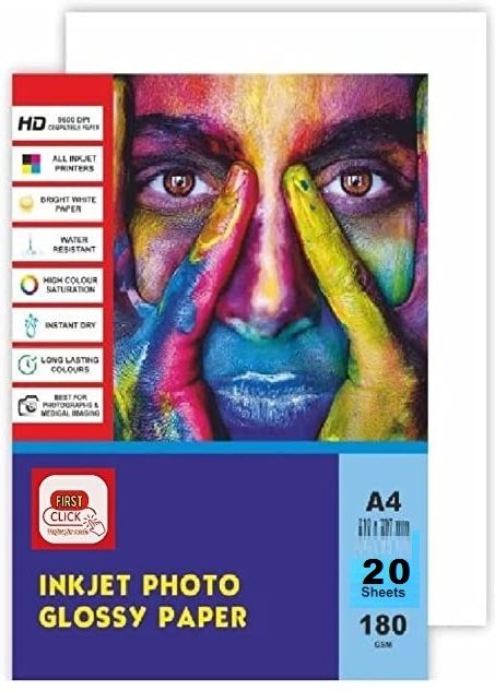 first click Inkjet Photo Glossy Paper A4 Size 20 Sheets 180 GSM UNRULED A4 181 gsm Photo Paper-picture-37
