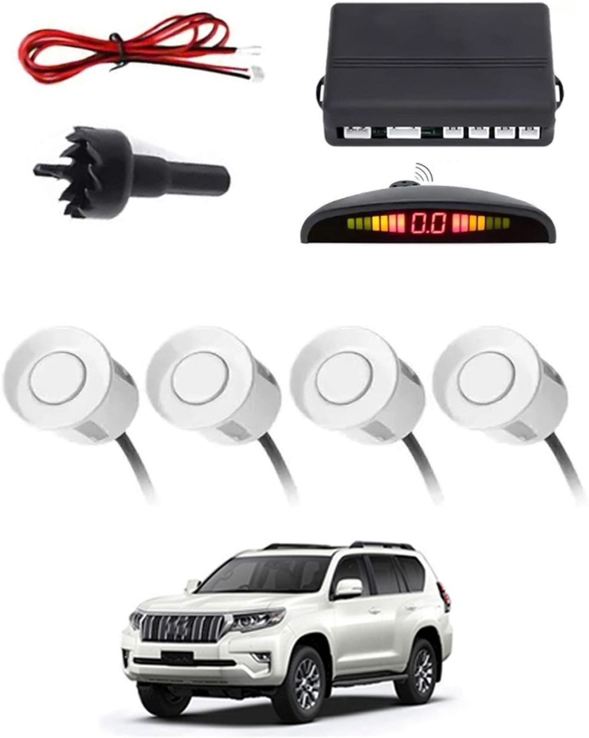 aarsh store Universal 4 White Reverse Parking Sensor-AF25A632 Universal 4 White Reverse Parking Sensor-AF25A632 Parking Sensor-picture-10