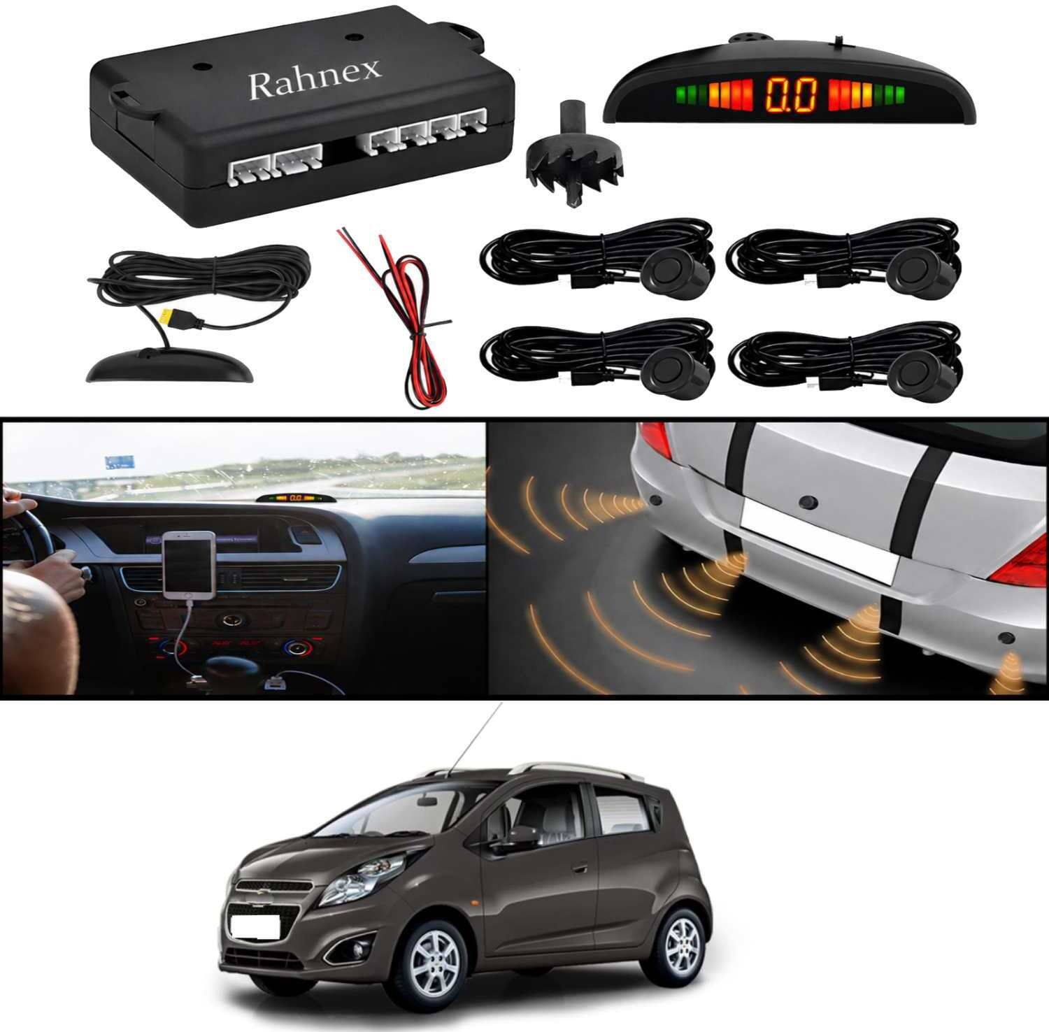 rahnex Reverse Car Safety System With LED Display Sensor Kit-36 Car Reverse Parking Sensor Black 4 Ultrasonic Sensors for Beat 2019 Parking Sensor-picture-32