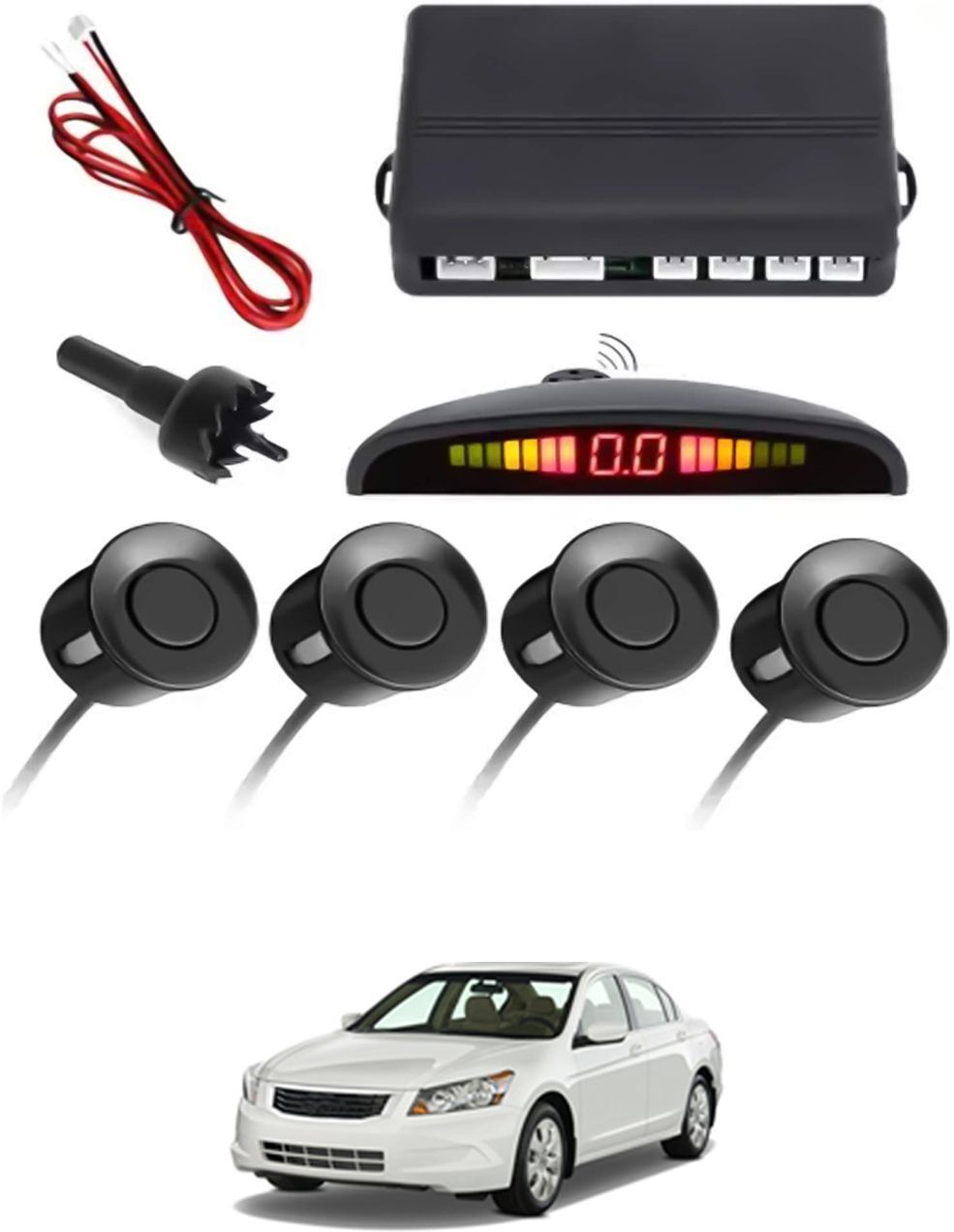 Universal 4 Black Reverse Parking Sensor With LED Display For Cars-05 Safety of Passengers/Car One Alarm Kit-1941 Parking Sensor-image-9