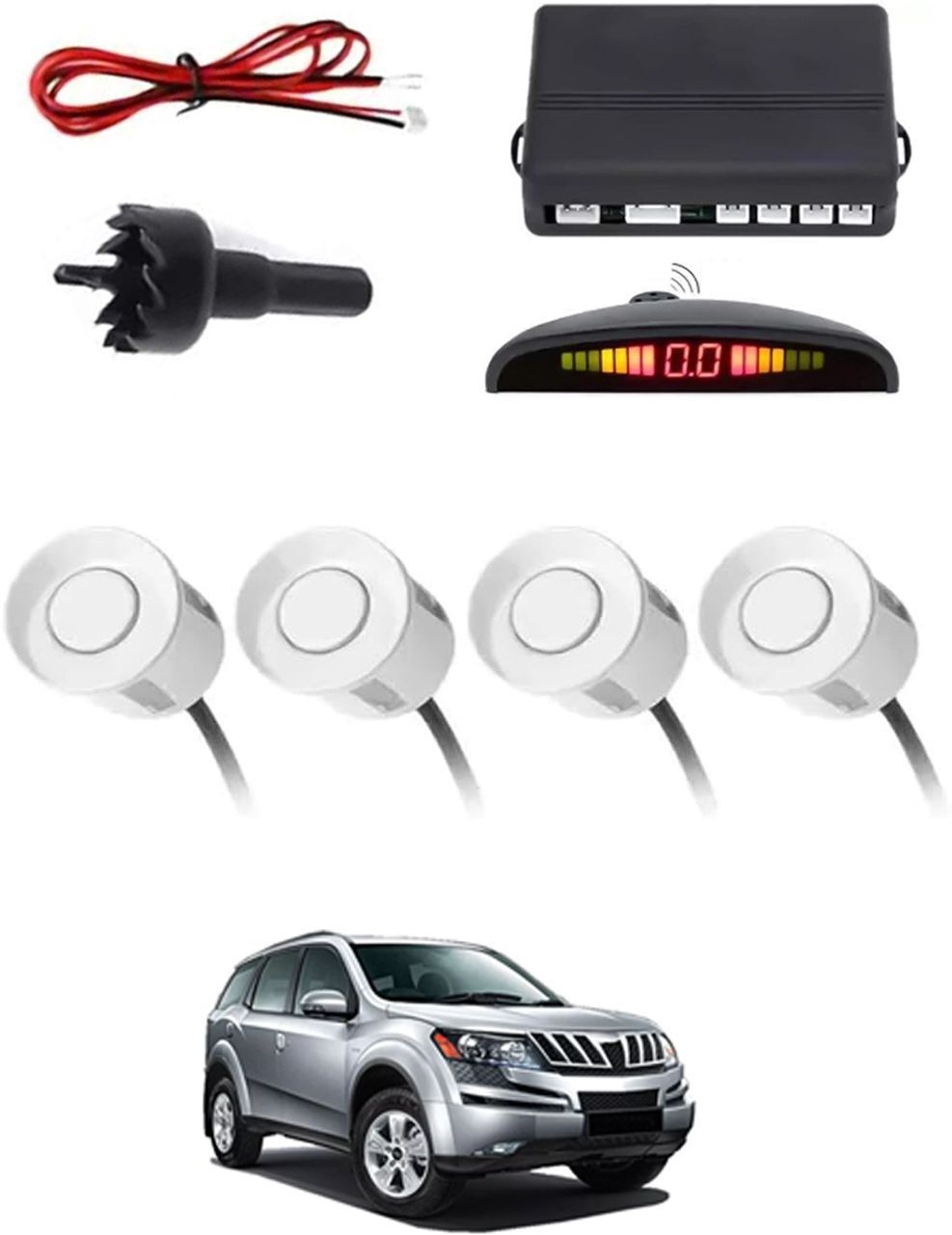 4White Parking Sensor With LED Display Increased Safety For Car-321 Safety of Passengers/Car One Alarm Kit-1587 Parking Sensor-image-17