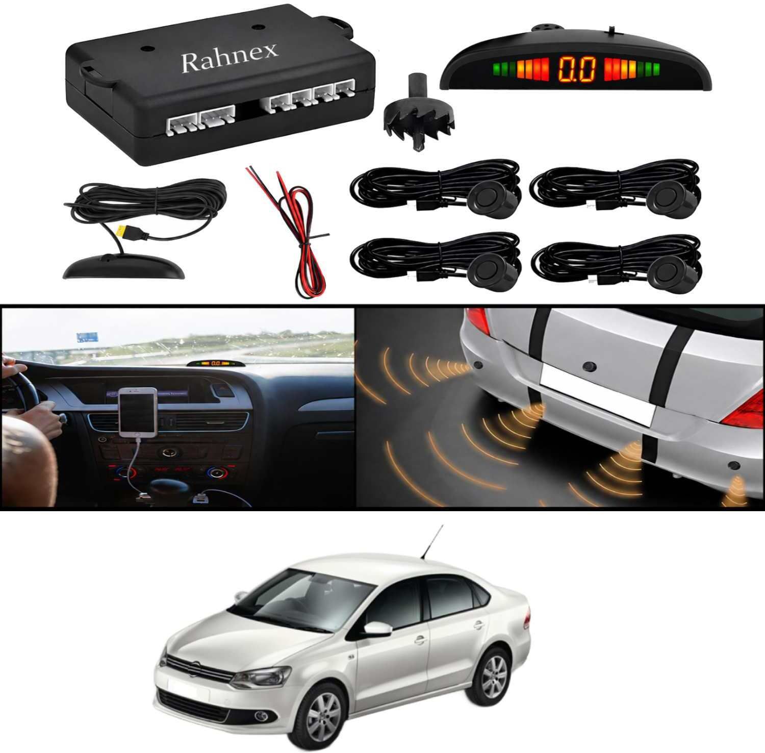 rahnex Reverse Car Safety System With LED Display Sensor Kit-277 Car Reverse Parking Sensor Black 4 Ultrasonic Sensors for Vento 2010 Parking Sensor-picture-29