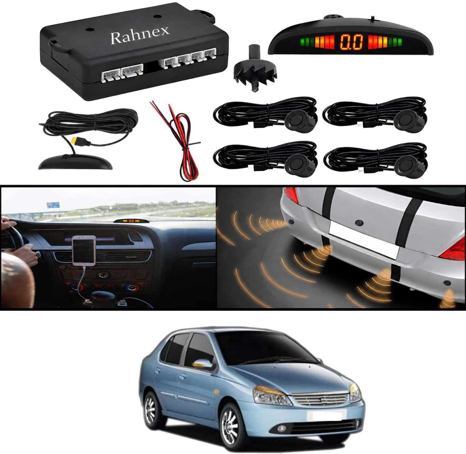 Reverse Car Safety System With LED Display Sensor Kit-162 Car Reverse Parking Sensor Black 4 Ultrasonic Sensors for Indigo 2010 Parking Sensor-image-7