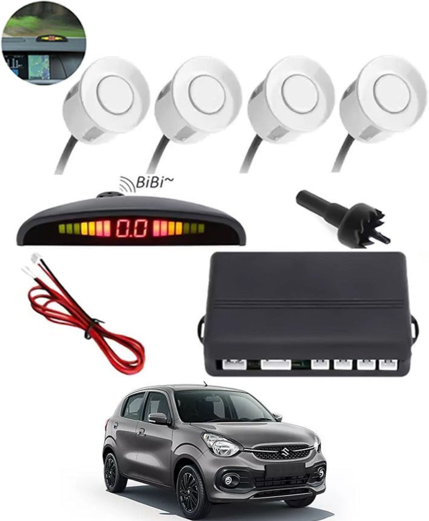 aarsh creation Universal 4 White Reverse Parking Sensor-AF25N197 P_Universal 4 White Reverse Parking Sensor-AF25N197 Parking Sensor-picture-10