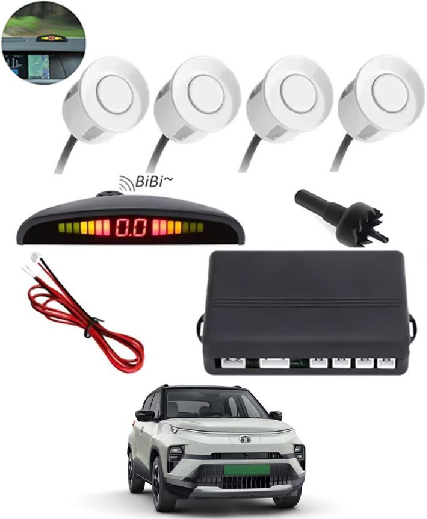 aarsh creation Universal 4 White Reverse Parking Sensor-AF25A330 P_Universal 4 White Reverse Parking Sensor-AF25A330 Parking Sensor-picture-10