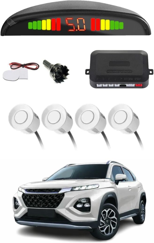 White Car Parking Sensor B09 Car White Parking Reverse Sensors For Maruti Suzuki Fronx Set of 4 Pcs Parking Sensor-image-19