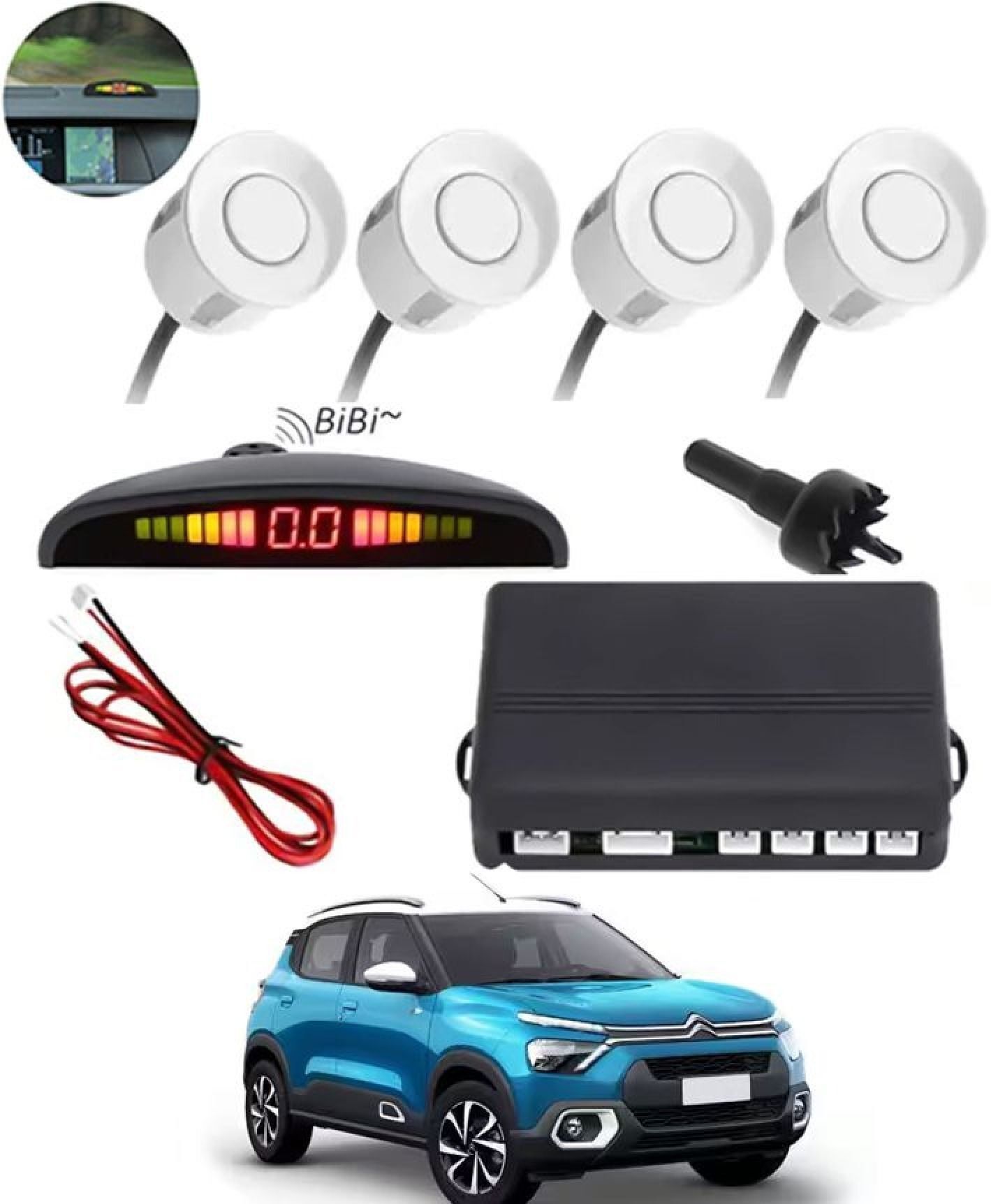 aarsh creation Universal 4 White Reverse Parking Sensor-AF25A296 P_Universal 4 White Reverse Parking Sensor-AF25A296 Parking Sensor-picture-26