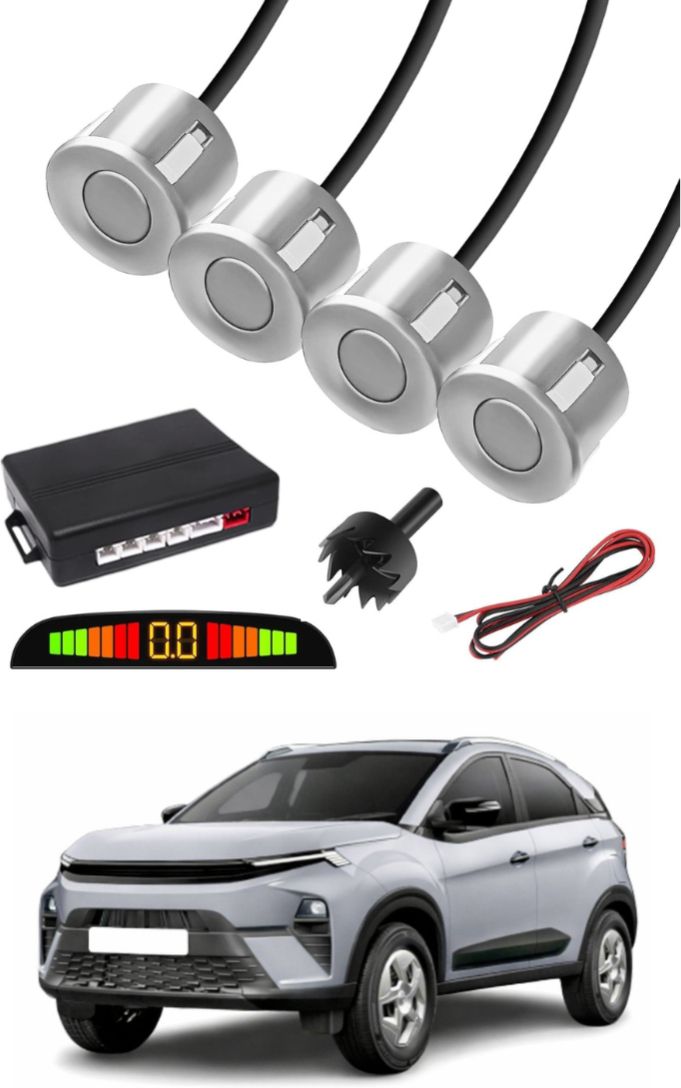 markoplus Silver Car Parking Sensor B20 Car Silver Parking Reverse Sensors For Tata Nexon Set of 4 Pcs Parking Sensor-picture-40