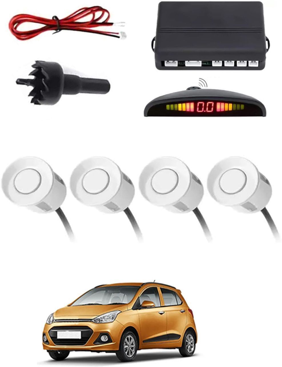4White Parking Sensor With LED Display Increased Safety For Car-124 Safety of Passengers/Car One Alarm Kit-1549 Parking Sensor-image-39