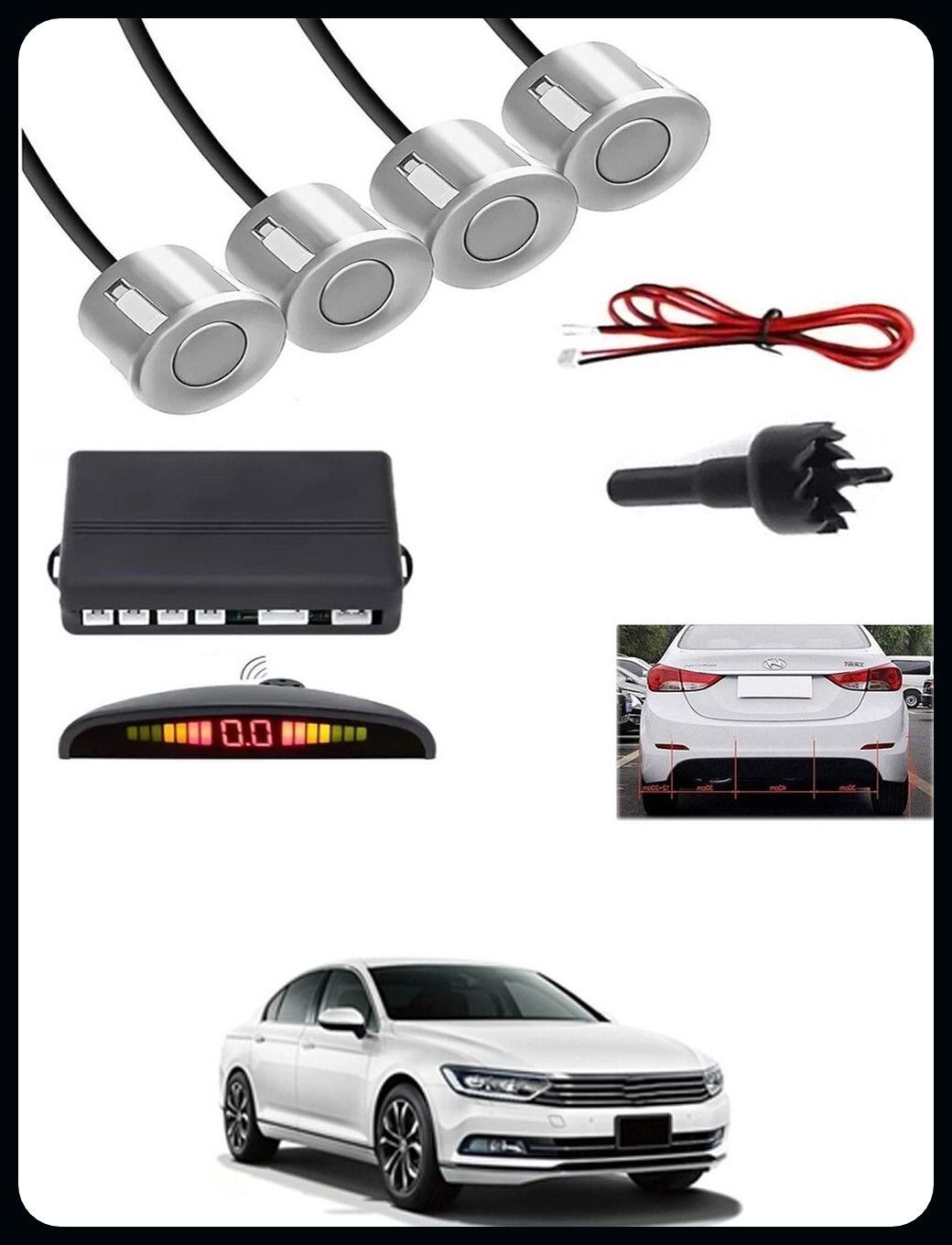 Car Premium 4 Silver Reverse Parking Sensor-AP25A309 Car Premium 4 Silver Reverse Parking Sensor-AP25A309 Parking Sensor-image-32
