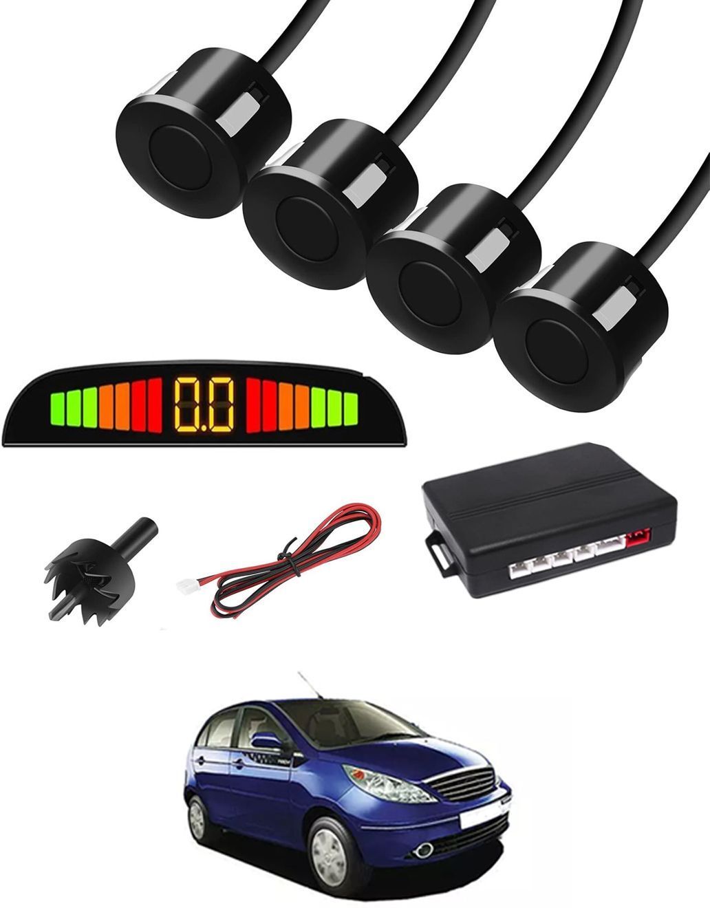 Black 4 Parking Reverse Safety Sensor For Vehicles-299 Universal Reverse Black Parking Sensor With Buzzer And LED Display-299 Parking Sensor-image-15