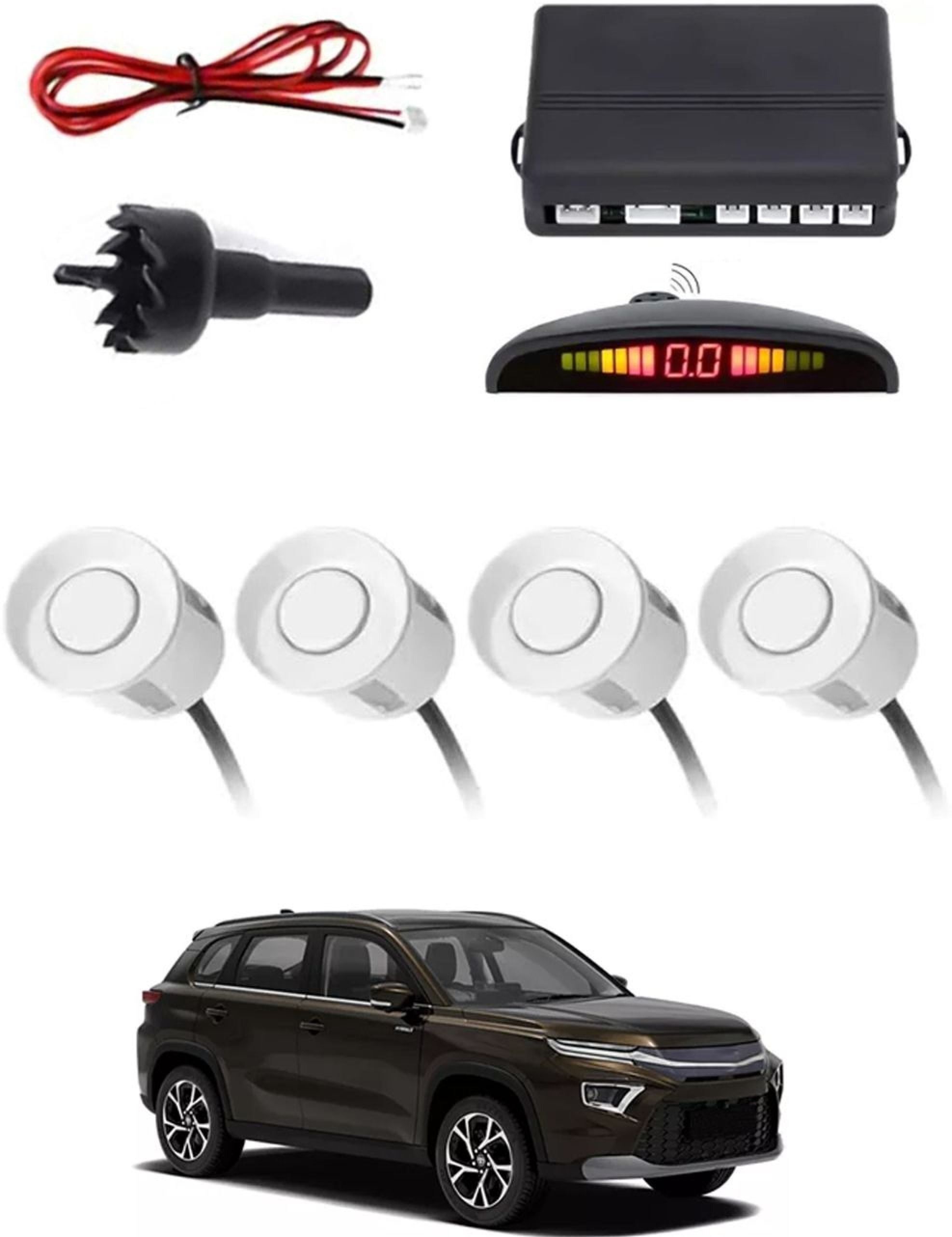 aarsh creation Universal 4 White Reverse Parking Sensor-AF25B326 P_Universal 4 White Reverse Parking Sensor-AF25B326 Parking Sensor-picture-26