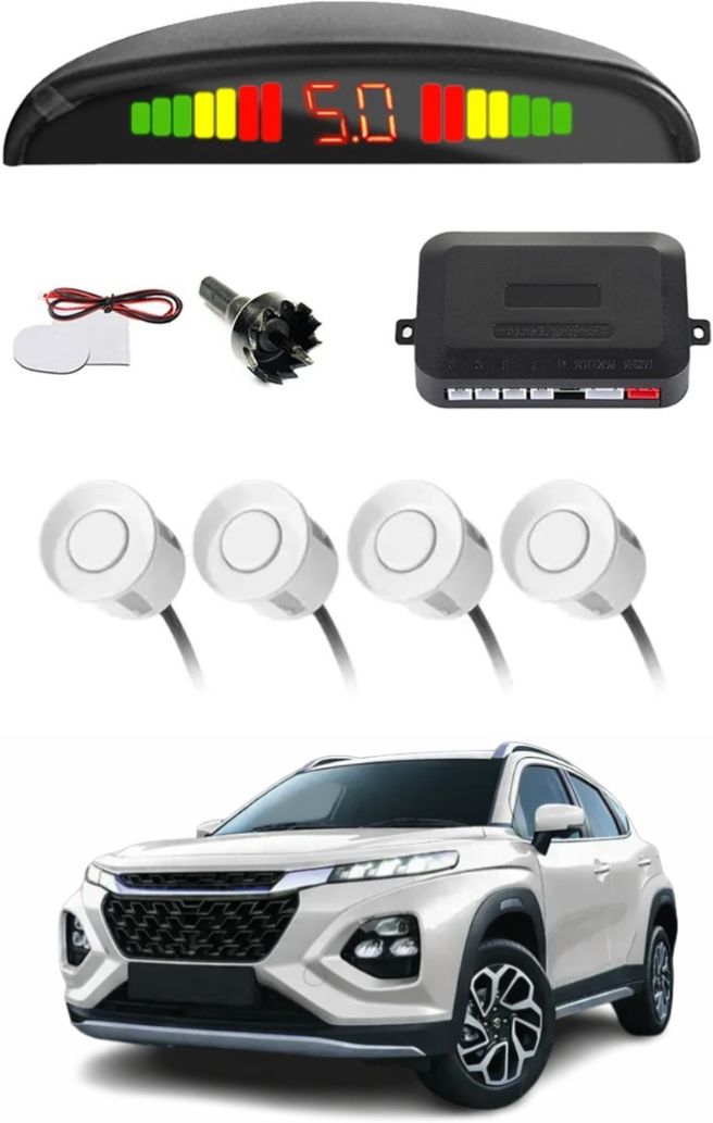 White Car Parking Sensor D09 Car White Parking Reverse Sensors For Maruti Suzuki Fronx Set of 4 Pcs Parking Sensor-image-4