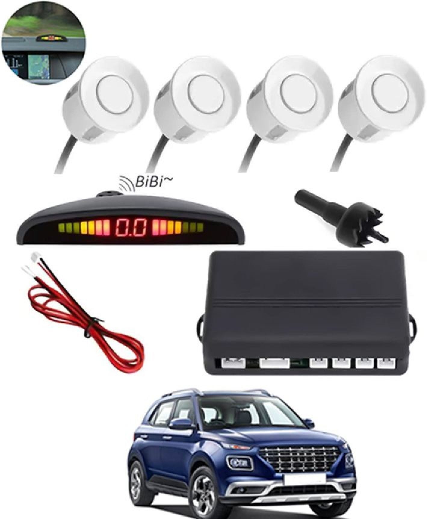 aarsh bikers New-P_Universal 4 White Reverse Parking Sensor-AF25A490 New-P_Universal 4 White Reverse Parking Sensor-AF25A490 Parking Sensor-picture-26