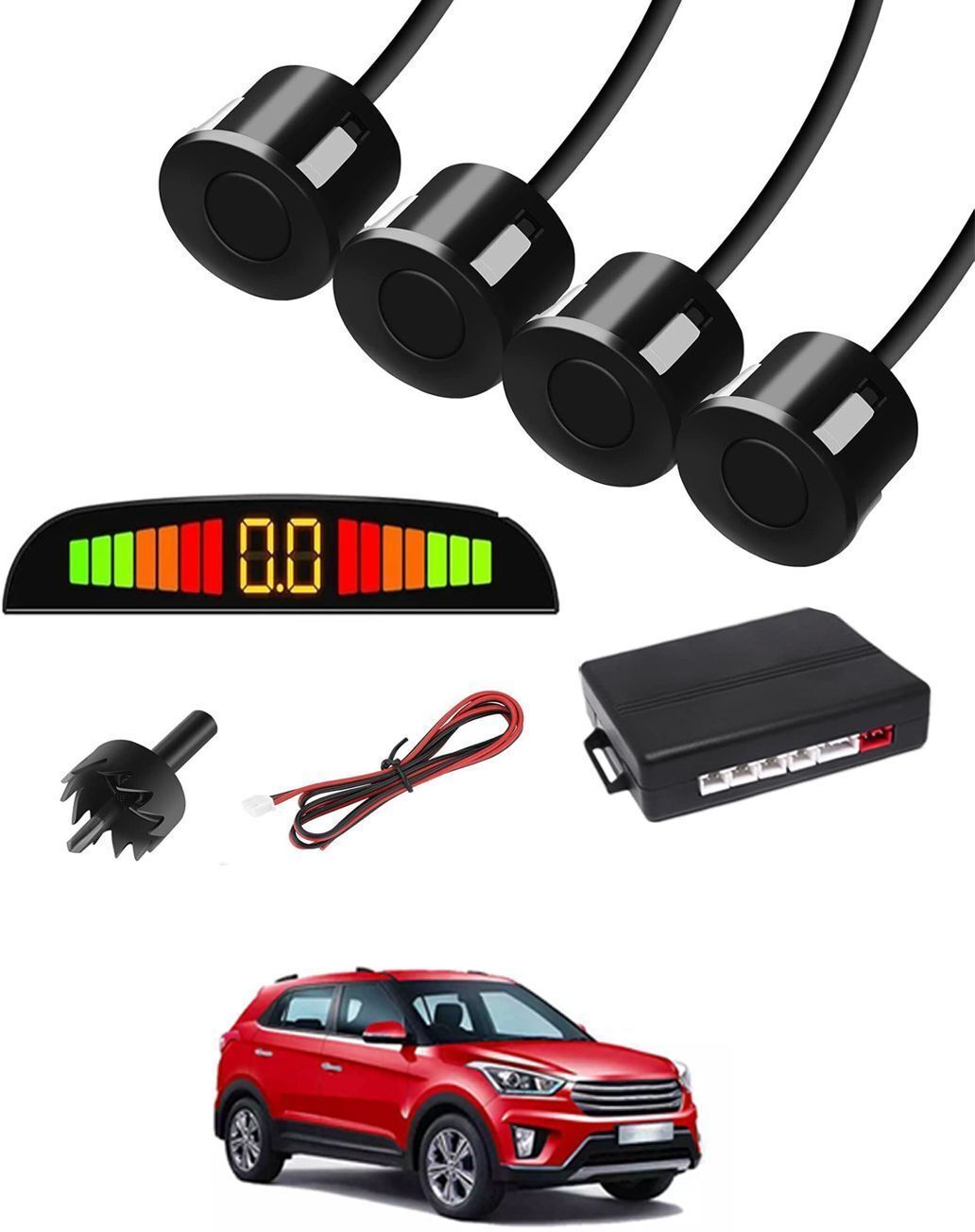 Black 4 Parking Reverse Safety Sensor For Vehicles-70 Universal Reverse Black Parking Sensor With Buzzer And LED Display-70 Parking Sensor-image-23