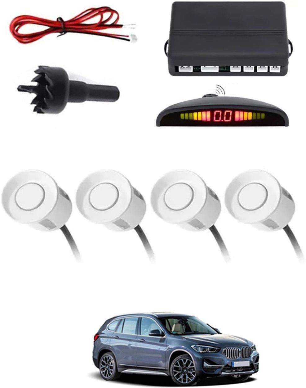 4White Parking Sensor With LED Display Increased Safety For Car-308 Safety of Passengers/Car One Alarm Kit-1629 Parking Sensor-image-30