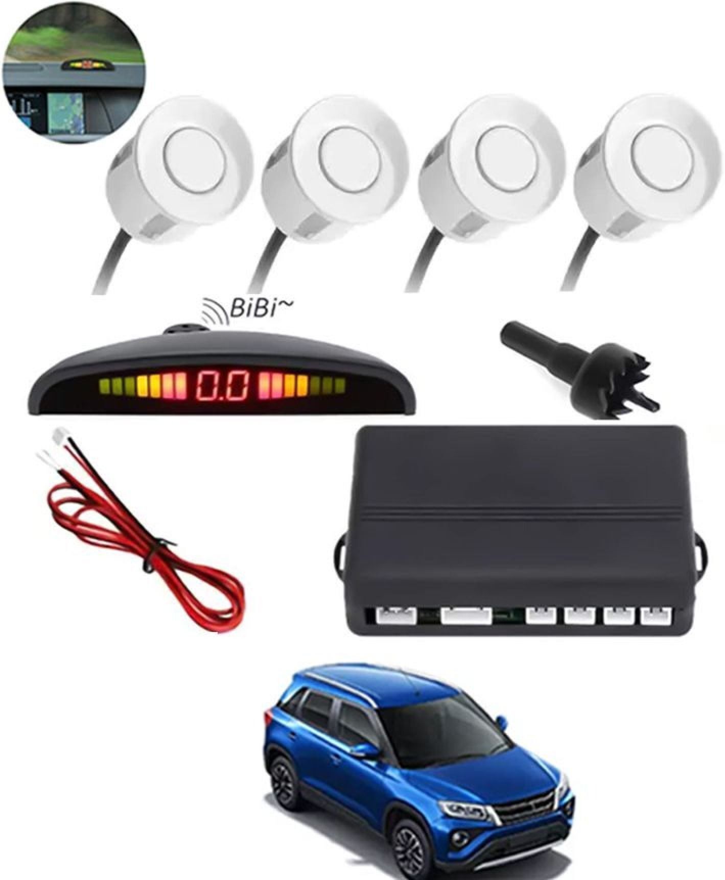 carbazar NEW Universal 4 White Reverse Parking Sensor-AF25N979 NEW Universal 4 White Reverse Parking Sensor-AF25N979 Parking Sensor-picture-11