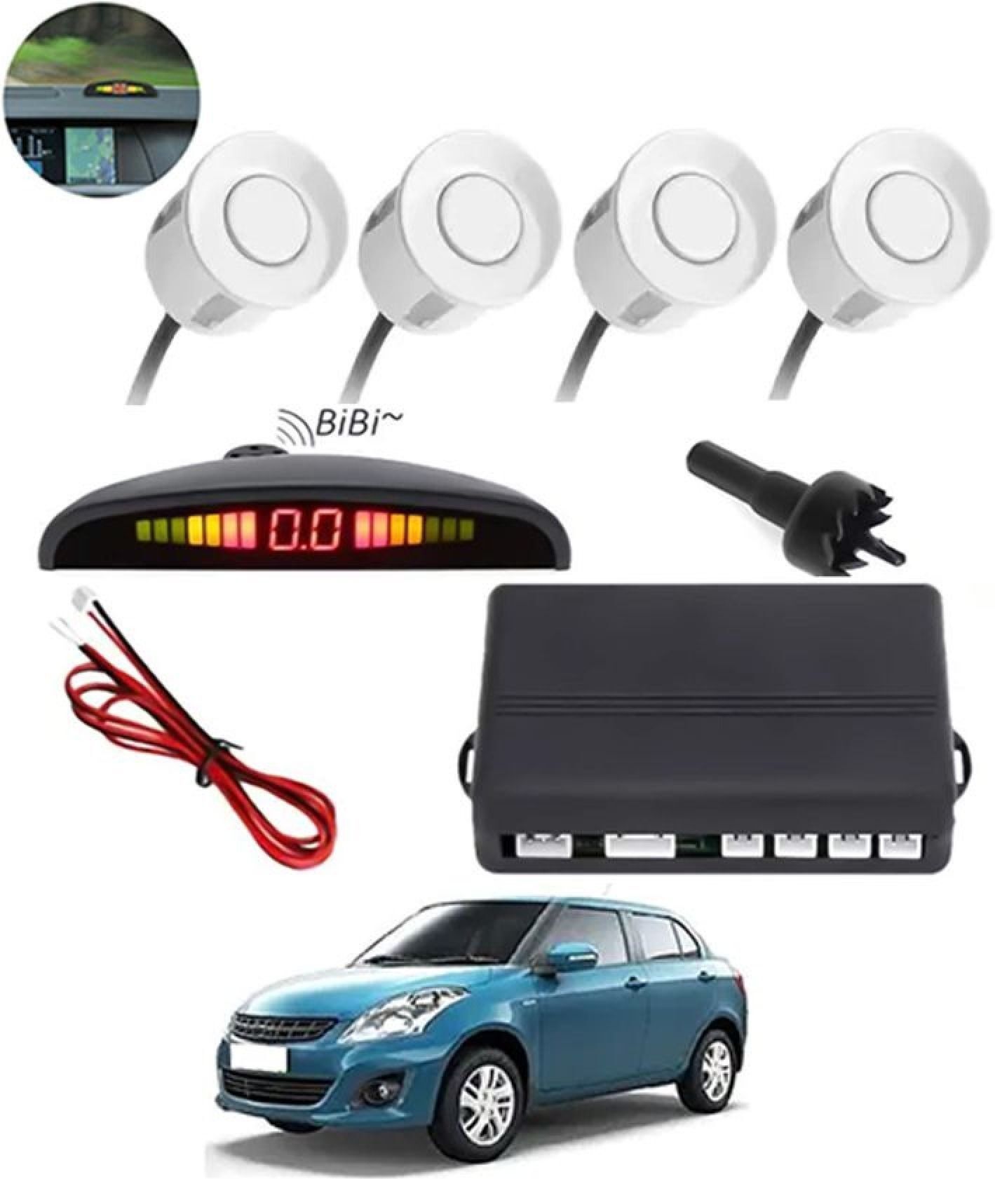 aarsh store Universal 4 White Reverse Parking Sensor-AF25N713 Universal 4 White Reverse Parking Sensor-AF25N713 Parking Sensor-picture-21