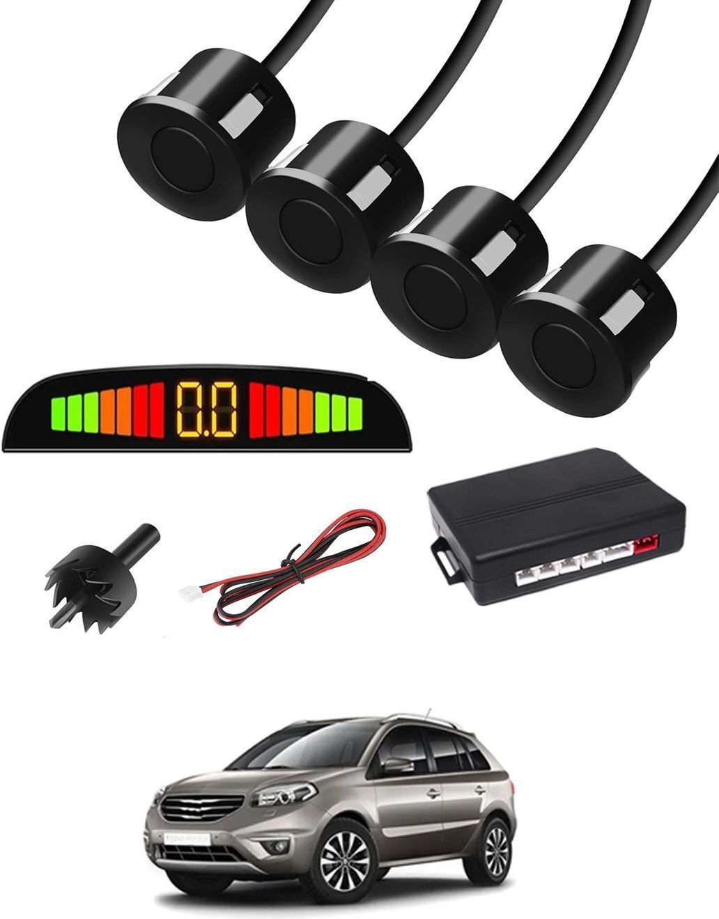 Black 4 Parking Reverse Safety Sensor For Vehicles-165 Universal Reverse Black Parking Sensor With Buzzer And LED Display-165 Parking Sensor-image-26
