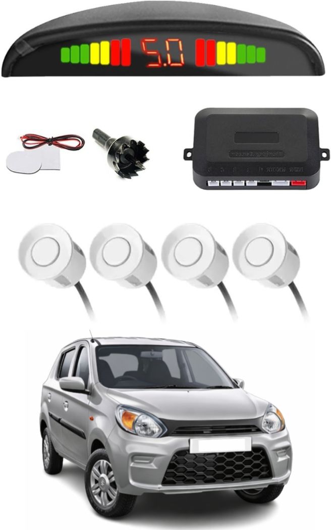 markoplus White Car Parking Sensor D93 Car White Parking Reverse Sensors For Maruti Suzuki Alto 800 Silver Set of 4 Pcs Parking Sensor-picture-35