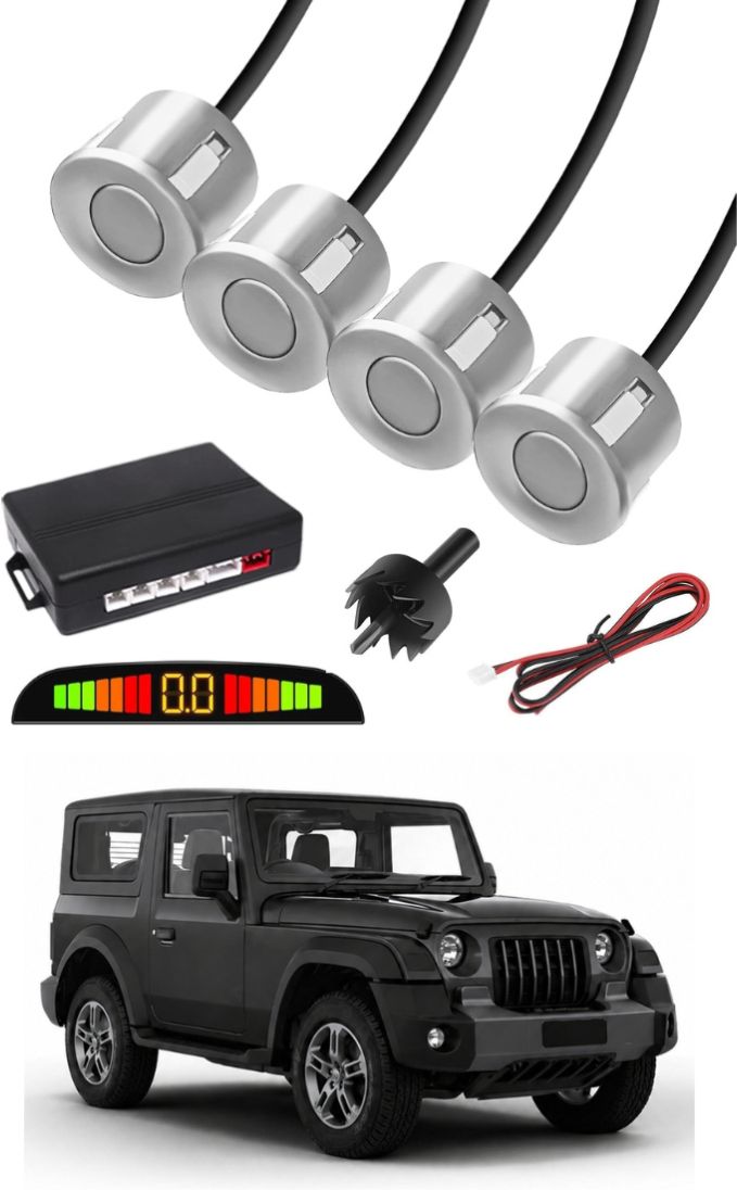 Silver Car Parking Sensor E23 Car Silver Parking Reverse Sensors For Mahindra Thar Set of 4 Pcs Parking Sensor-image-15