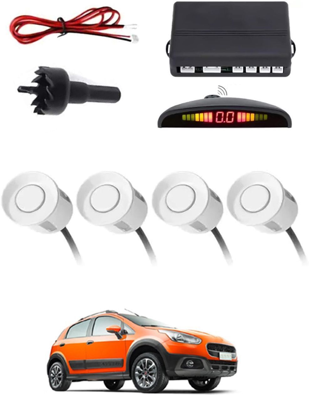 4White Parking Sensor With LED Display Increased Safety For Car-29 Safety of Passengers/Car One Alarm Kit-1679 Parking Sensor-image-16