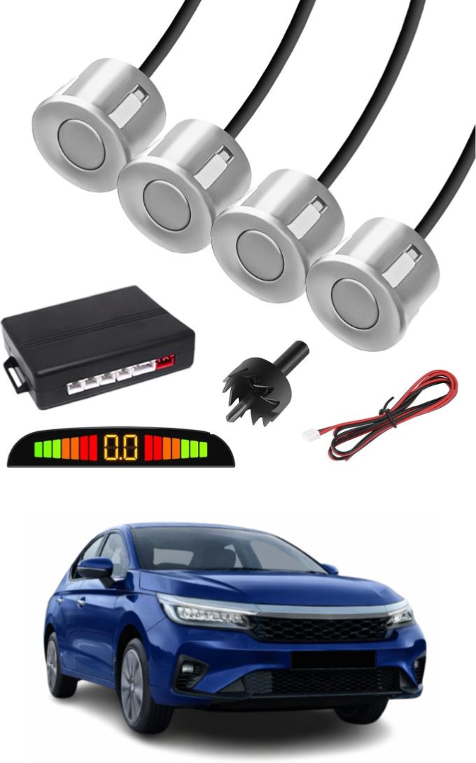 Silver Car Parking Sensor C66 Car Silver Parking Reverse Sensors For Honda City Set of 4 Pcs Parking Sensor-image-16