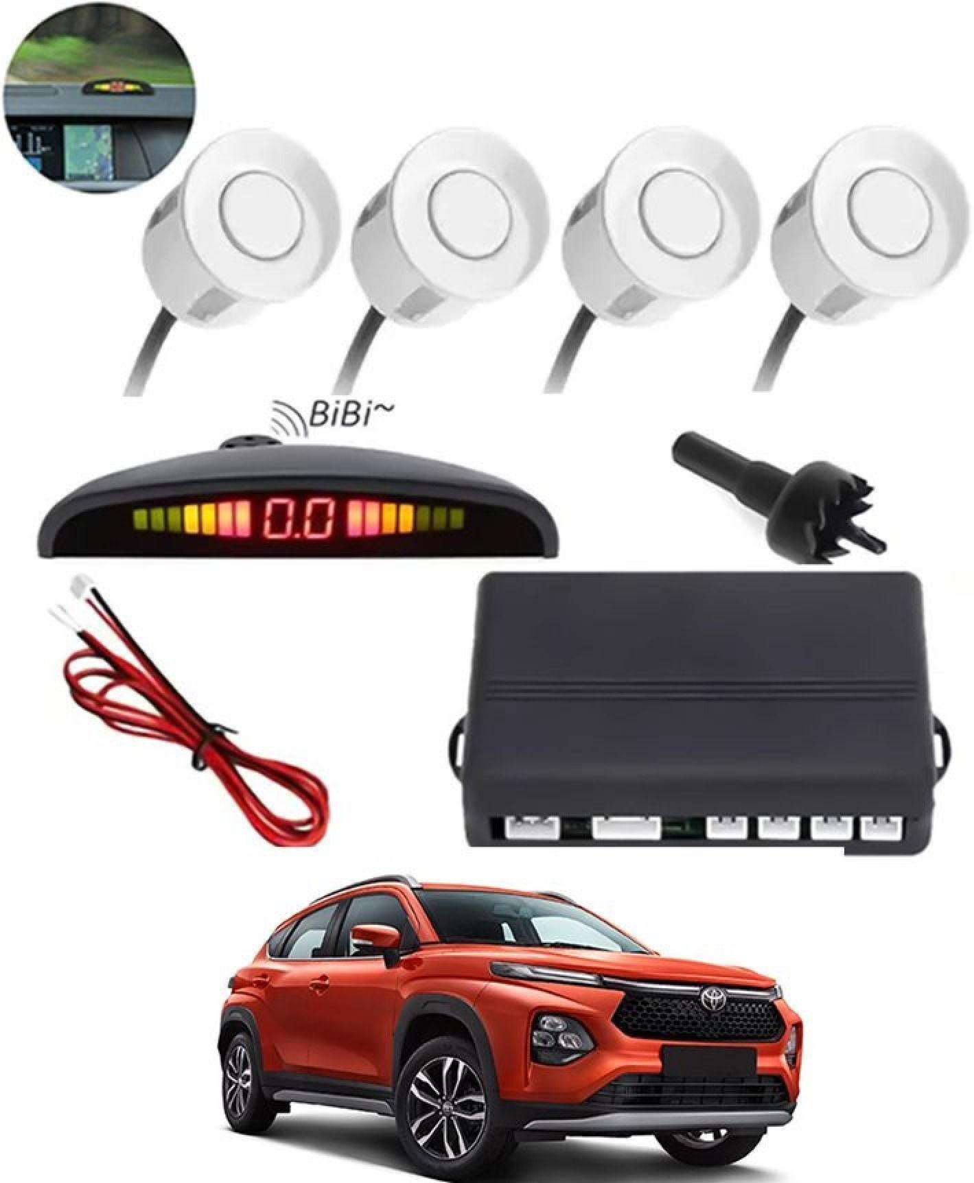aarsh creation Universal 4 White Reverse Parking Sensor-AF25N191 P_Universal 4 White Reverse Parking Sensor-AF25N191 Parking Sensor-picture-21